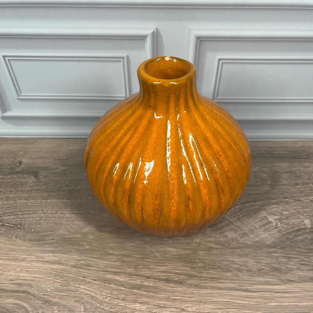 Ribbed Bud Vase Home Decor Orange 6